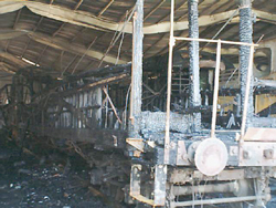 Fire damaged end platform car
