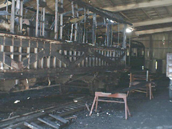 Fire damaged end platform car