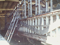 Fire damaged end platform car