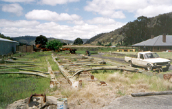 Steel sections on ground